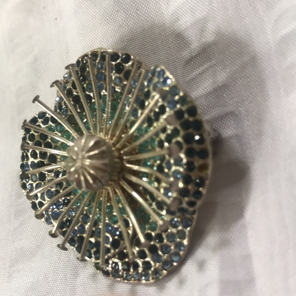Marc Jacobs Brooch Designer Jewellery blue crystals/rhinestone flower - Picture 8 of 16